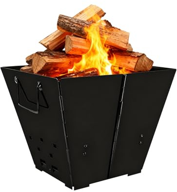 Asaiy Tragbare Feuerstelle für Camping, Faltbare Outdoor-Feuerschale, Robuste Eisen-Feuerstelle für Terrasse, Lagerfeuer, Picknick – Ohne Grillrost