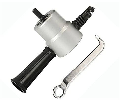 Roditrice per lamiera, con testa per fresa per lamiera, attacco per trapano per curve dritte e taglio circolare