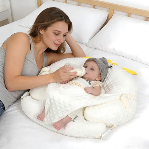 ZIXNEXKOO 3-in-1 Multifunctional Breastfeeding Pillows, Baby Nursing Pillow with Sloped Design, Reflux Pillow for Baby, Newborn Babies Essentials Gifts (White)