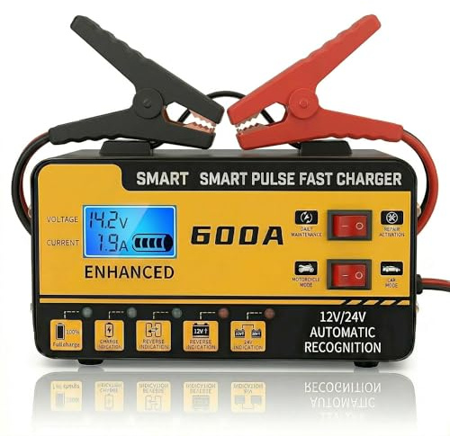 6 A 12 V/24 V batteriladdare LCD-pulsreparation AGM EFB bil lastbil båt