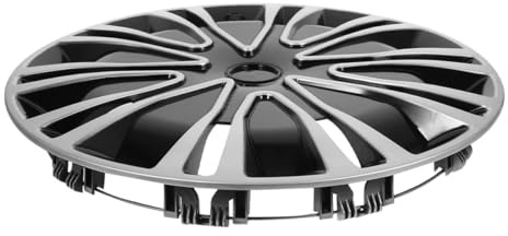 MERRYHAPY Tapacubos para Vehículo 14 Pulgadas en PP Diseño Negro y Plata para Llantas de Acero, Resistente al Desgaste, Fácil de Instalar y Mantener Limpio el Cubo de Rueda