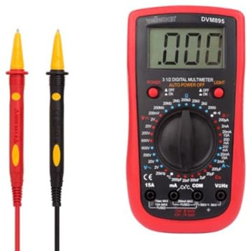 Velleman Digital-Multimeter, für Gleich-/Wechselstrom, Gleich-/Wechselspannung, Widerstand, Kapazität, Diodentest, Durchgangsprüfung, Frequenz, Temperatur, Messspitzen