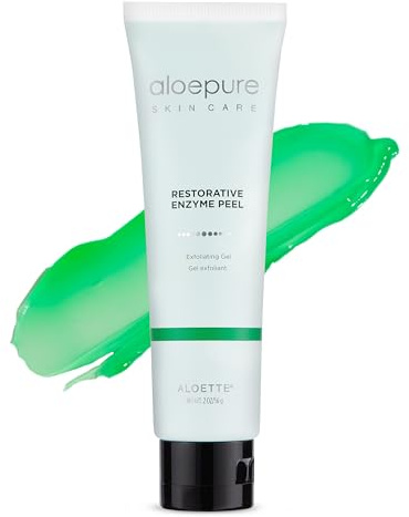 Aloette Face Peel Gel, Restorative Enzyme Peel (2 Oz) - Face Peeling Exfoliating Gel for Hydrated Skin - Aloe Vera Facial Peel & Deep Cleansing Face Mask For All Skin Types - Glycolic Acid Alternative