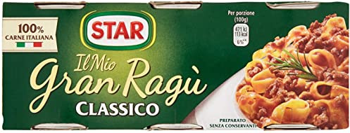 12 x Il Mio Gran Ragù Star Classico tomatsås 100 % italienskt kött sås pasta sås kryddsåser 3 x 100 g i burkar