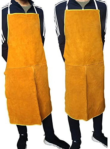 Tablier de soudage Tablier De Travail De Soudage De La Peau De Vache, Tablier en Cuir Ignifuge Résistant À La Chaleur Unisexe, Tablier De Protection du Travail Soudeur
