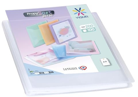 Viquel - Porte vues A4 200 vues - Porte documents personnalisable - 100 Pochettes de qualité lisse - Incolore