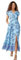 Roman Originals Shirred Empire Waist Dress for Women UK Ladies Midi Maxi Summer Spring Tiered Frill Hem Short Sleeve V Neck Button Through Boho Bohemian Holiday Cruise - Light Blue - Size 12