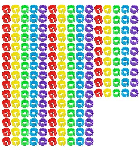 Fahoujs 200 Pcs Clip-on Bird Foot Label Rings For Pigeons Pet Parrots Budgies Accessories Foot Round Clip 8mm Assorted Color Bird Foot Rings