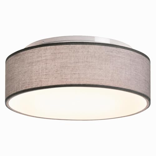 Zedelmaier Deckenlampe LED Deckenleuchte rund lampe decke Grau E27x1/40W | Stoff lampenschirm für Wohnzimmer,Schlafzimmer,Kinderzimmer,Flur,Schlafzimmerlampe,LED geeignet,Ø30xH12,5cm,ohne Leuchtmittel