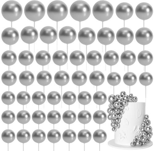 Bouiexye 75 piezas de bolas plateadas para decoración de tartas, cupcakes y pasteles, multicolor, para varias ocasiones