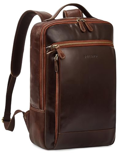 STILORD 'Jannes' Business Rucksack mit Laptopfach 17 Zoll Vintage Rucksack Laptoprucksack Daypack Tagesrucksack Lederrucksack für Uni, Arbeit und Office, Farbe:zamora - braun
