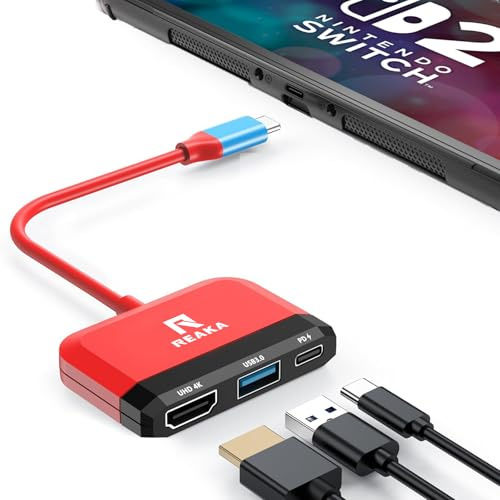 3-i-1-omkopplare för Nintendo Switch1/OLED, TV-adapter - röd och blå
