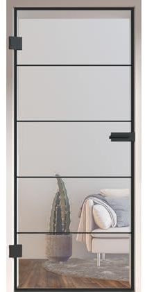 HORI Loft Glastür aus ESG-Sicherheitsglas: Modernes Rechteckiges Design Glastür Innentür für Wohnräume als stilvoller Raumteiler oder Raumtrenner – Unsere Hochwertige Tür aus Klarglas 1972 x 834 mm