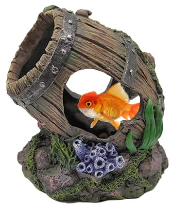 Oldmoom Garnelenhäute für Aquarien, Aquarienhöhlen und Häute für Fische - Betta Cave Aquarium verstecken | Weinfass Fisch verstecken Landschaft, Harz Fischhaus Aquarium Höhle, Aquarium Höhle, Aquarium