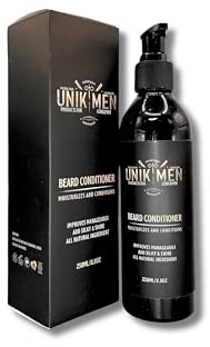 Unik Men Conditionneur pour Barbe avec Huile de Jojoba, Aloe Vera et Vitamine E, Soin Revitalisant, 250ml