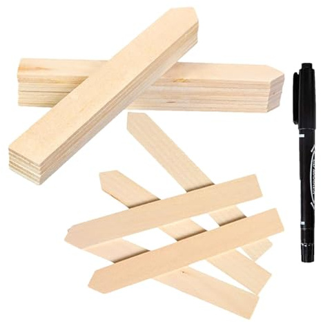 Etiquetas de madera para plantas – Marcadores de plantas, etiquetas de madera natural, etiquetas con un rotulador, utilizables para invernadero, al aire libre, interior, crecimiento, vivero, jardín