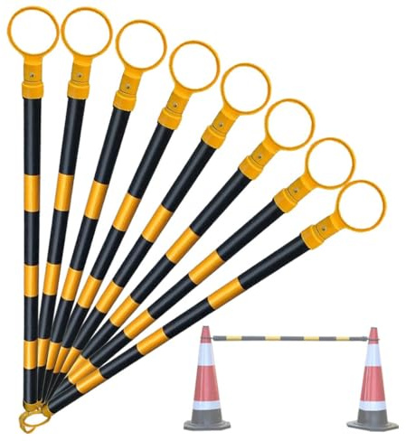 1-pack 2 5 6 8 12 Infällbar säkerhetsbarriärstång, teleskopisk reflekterande trafikkon, flerfärgad 1,2-1,8 meter för förbättrad synlighet och folkmasskontroll (gul 1 och svart 1,8