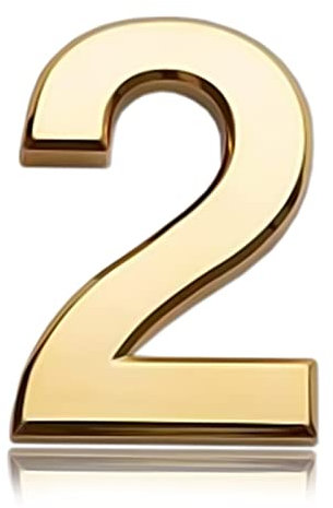 3 Inch Front Door Numbers, 3D Self Adhesive House Numbers Plaques Waterproof Mailbox Signage DIY Chrome Polished Address Numbers Sign for Home Office Hotel Apartment Door Room Wall, Gold (2)