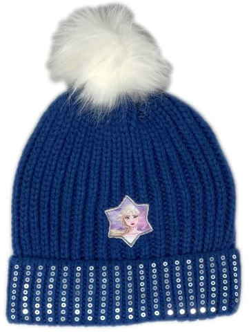 Cappello con PON PON Frozen, Disney, Elsa, Cappello Invernale per Bambini, Taglia Unica
