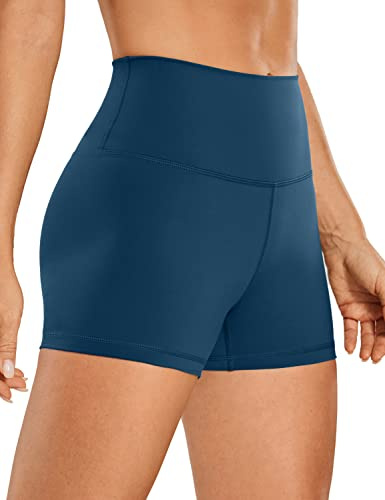 CRZ YOGA Mujer Naked Feeling Pantalones Cortos Deportivos Cintura Alta Yoga Ciclismo Fitness Mallas Cortas - 7cm Marfil FRANCÉS 42