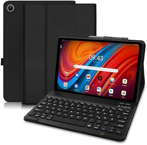 Hofsos Hülle mit Tastatur für Lenovo Tab M10 (3rd Gen) 10,1 Zoll (TB-328FU/TB-328XU), Schutzhülle mit Wireless Abnehmbare für Lenovo m10 Tastatur (Deutsches QWERTZ), Schwarz