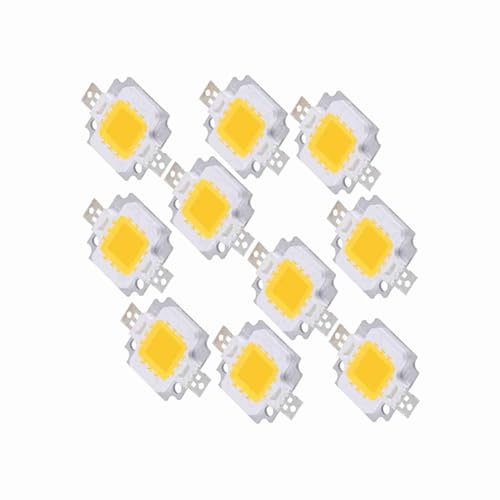 Hyuduo SMD-Chip-COB-Licht, 10 Stück, 10 W, LED-SMD-Chip-COB, DC 9–12 V, für Lampen-Flut-Ersatz, Warmweißes Licht, Reine, Einfache Handtaschenlampen (Warmweiß)