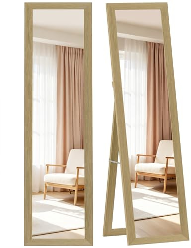 HOMCOM Specchio da Terra/Parete Moderno 37x157 cm Color Rovere
