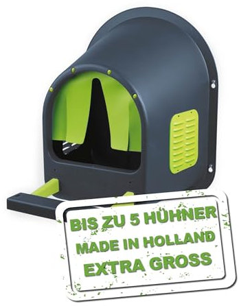MeineHennen MyCozynest Legenest für Hühner - bis zu 5 Hühner, Anthrazit/Limettengrün, Robust und Leicht zu Reinigen, Wandmontage, 44 x 40 x 49 cm, Kunststoff, Hühnernest/Geflügelnest