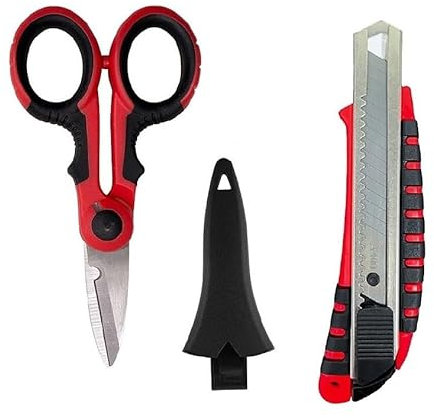 Tijeras de electricista, tijeras electricidad de acero con mueca para pelar y cortar, tijera para electricista con funda de transporte, practico cuter de regalo.