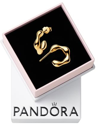 Pandora Essence Organisch Geformte Offene Ohrringe aus Sterling Silber mit vergoldeter Metalllegierung, 263269C00