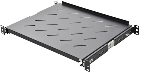 Koscom Connect Fachboden ausziehbar für Netzwerkschrank 19 Zoll I Server Rack Ablagefach 483 x 350 x 45 mm I Ausziehboden zum Festeinbau ab 450 mm Tiefe I Lochblech schwarz I Hohe Traglast