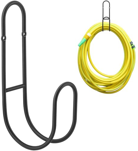 Lunhoo Supporto per tubo da giardino, montaggio a parete, per tubo dell'acqua, per tubo da giardino, corde, cortile esterno (nero)