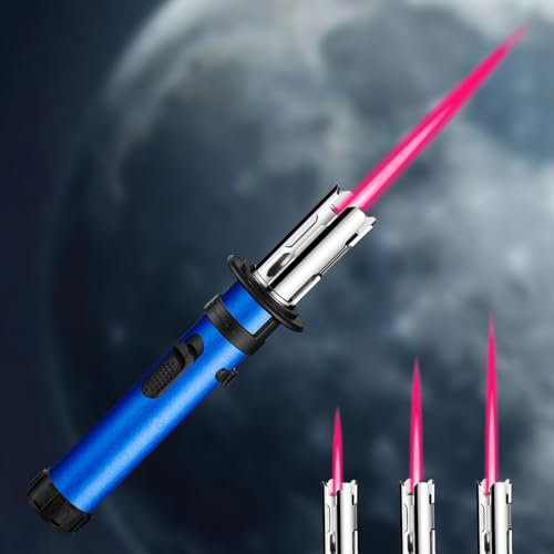 GAOUTO Jetflamme Stabfeuerzeug: Gas Nachfüllbar, Winddicht, Einstellbare Flamme, Für Kerzen, Küche, Kamin, Grill, Camping (20.5 cm, Schwarz)