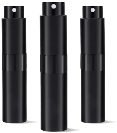 Putmhim 3Pcs 8ml Cologne Travel Bottle, Perfume Atomizer, Refillable Perfume Sprayer, Twist Up Perfume Bottle, Mini Perfume Dispenser（Black）
