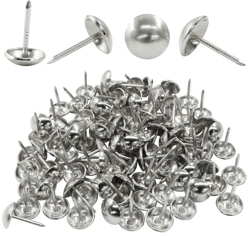 Waziaqoc Upholstery Tacks, Silver, 100 PCS, 7/16 Inch Round