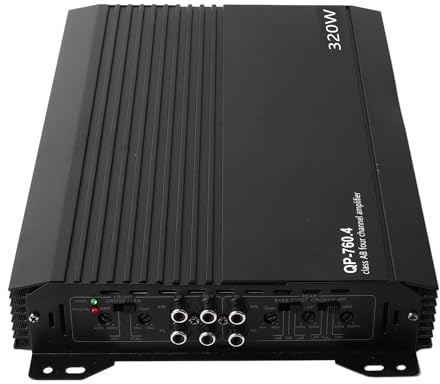 Haofy Amplificador Estéreo para Automóvil Amplificador de Potencia para Automóvil de 4 Canales Aleación de Aluminio Alta Disipación de Calor. con Terminales Chapados, Condensadores de