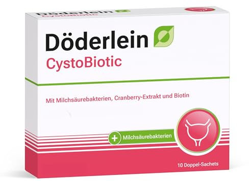 DÖDERLEIN® CystoBiotic mit 2 Mrd. Milchsäurebakterien & 3-fach Komplex: 120 mg Cranberry Fruchtextrakt, 100 mg Salbeiblätter & Vitamin B-Komplex im innovativen 2-Kammer Sachet – 10 Sachets