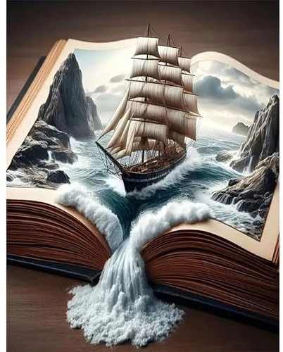 GLIDIAM Peinture diamant 40 x 50 cm - Motif bateau - Livre de mer - Bricolage - Pour adultes - Mosaïque - Broderie au point de croix - Cadeau pour décoration murale - Salon - Chambre à coucher