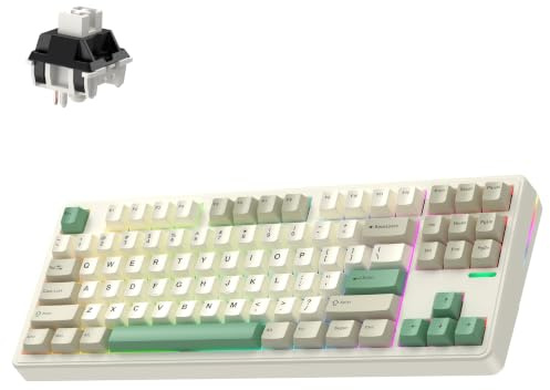 ELECFOX Linky 87 Wireless Mechanical Keyboard,Tri-Mode BT5.0/2.4GHz/USB-C Hot Swappable Custom Keyboard, Linear Switches,RGB Backlit Computer Gaming Keyboards for PC/Tablet/PS/Xbox(Timber Green)