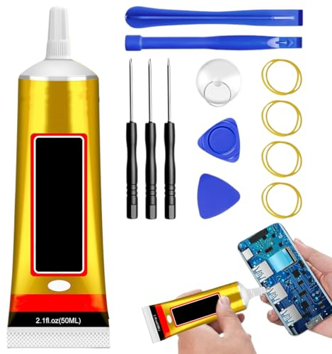 Colle Ecran Smartphone Glue Telephone 50ml Colle Liquide Avec Outils de Réparation Glue Forte pour Textile Tissu Maquette Cuir Rhinestone Chaussure Bijoux