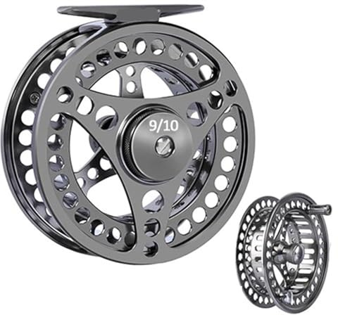 Fly Fishing Reel Fishing Wheel,Carretes de Pesca Carrete de Pesca con Mosca 3/4 5/6 7/8 9/10 2+1BB Freno máximo 8 kg Ligero mecanizado CNC Eje Grande Izquierdo/Derecho + Repuesto(9 10 Set)