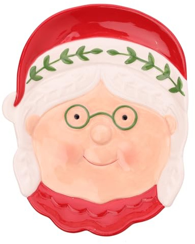 Widdop Santa & Friends Assiette de Noël nordique en céramique avec verres – Plat de service festif pour collations et biscuits – 20 cm