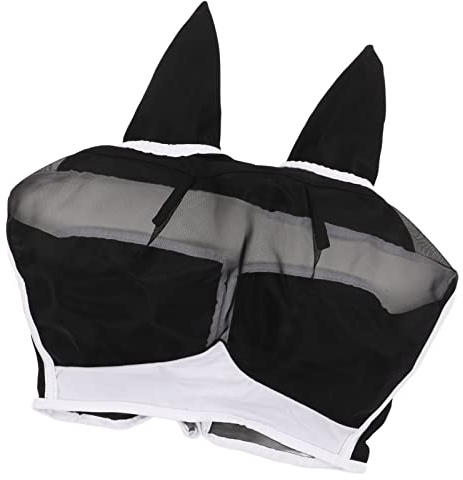 POENVFPO Maschera per Mosche da Cavallo in Rete Staccabile e Traspirante con Orecchie Protezione UV Maschera per Occhi da Cavallo per di Tutte le Dimensioni Maglia (S)