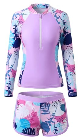 Keyck Girls Swimming Costume Two Piece Kids Swimsuit 7-8 Years, Purple