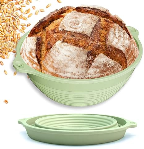 Kinesgsg Jäsningskorg, jäsningskorg för bröd silikonmaterial, hopfällbara runda jäsningskorgar, jäsningsskål, för bröddeg, pizzor och bakverk