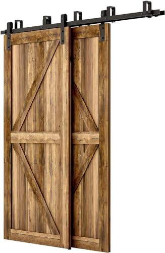 6.6FT/201cm Schiebetürbeschlag Set, Laufschienen für Schiebetüren Hängeschiene Schiebetürsystem Laufschiene Tür Hardware Bypass Kit, Sliding Door Hardware Bypass 2 Doors