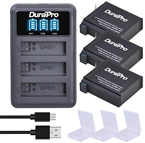 DuraPro 3X 1680mAh Akku + USB LED 3-Kana Ladegerät für GoPro Hero4 Hero 4 Akku AHDBT-401 Action Kamera