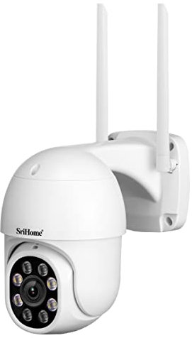 SriHome Überwachungskamera Outdoor, 1080P WiFi Home Überwachungskamera mit App, PTZ IP Kamera, Nachtsicht, IP66 Wasserdicht, 2-Wege-Audio, Sichtschutz, Garten/Haus/Haustier/Baby Monitor