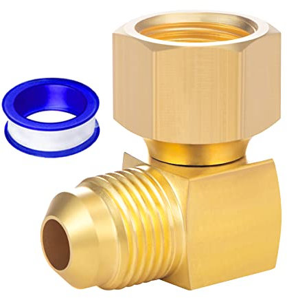 Breezliy 1PC 90° Elbow Connector Replacement for Olympian Low Pressure Gas Fired Heaters Brass 3/8 female swivel flare x 3/8 male flare