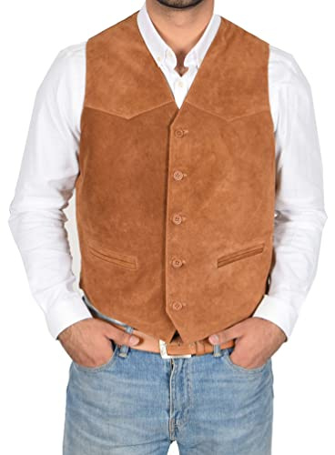 House Of Leather Mens Real Suede Waistcoat Classic Style Gilet Vest Don